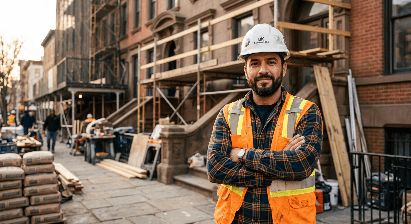 Contractor at a Brooklyn renovation site