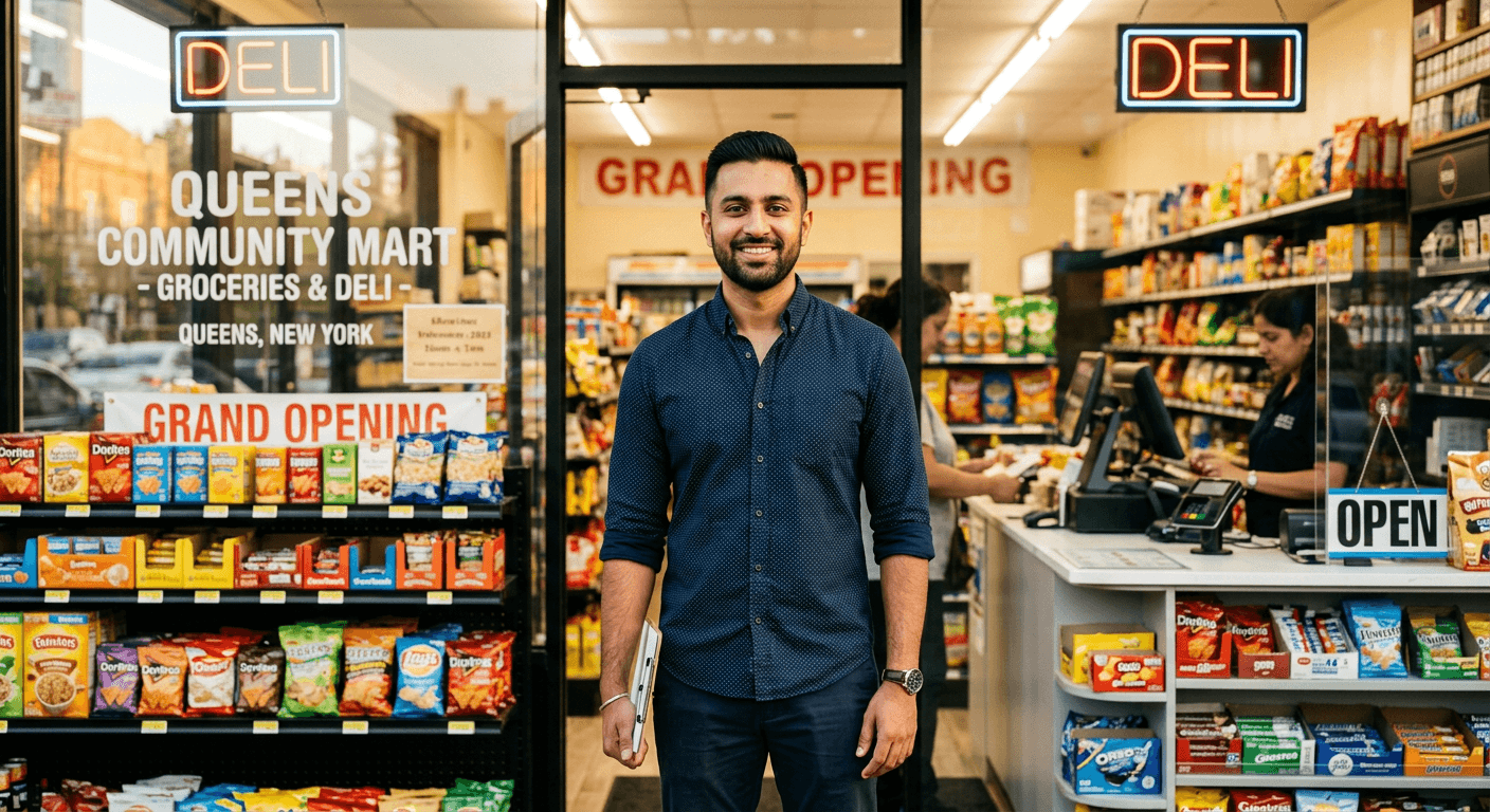 Entrepreneur at his convenience store
