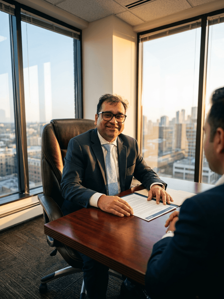Jay Agrawal consulting with a high-profile business client